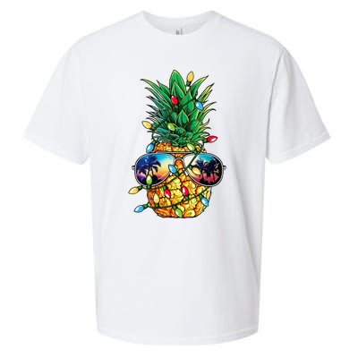 Pineapple Christmas Tree Lights Xmas Women Sunglasses Sueded Cloud Jersey T-Shirt