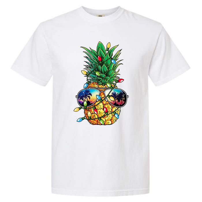 Pineapple Christmas Tree Lights Xmas Women Sunglasses Garment-Dyed Heavyweight T-Shirt