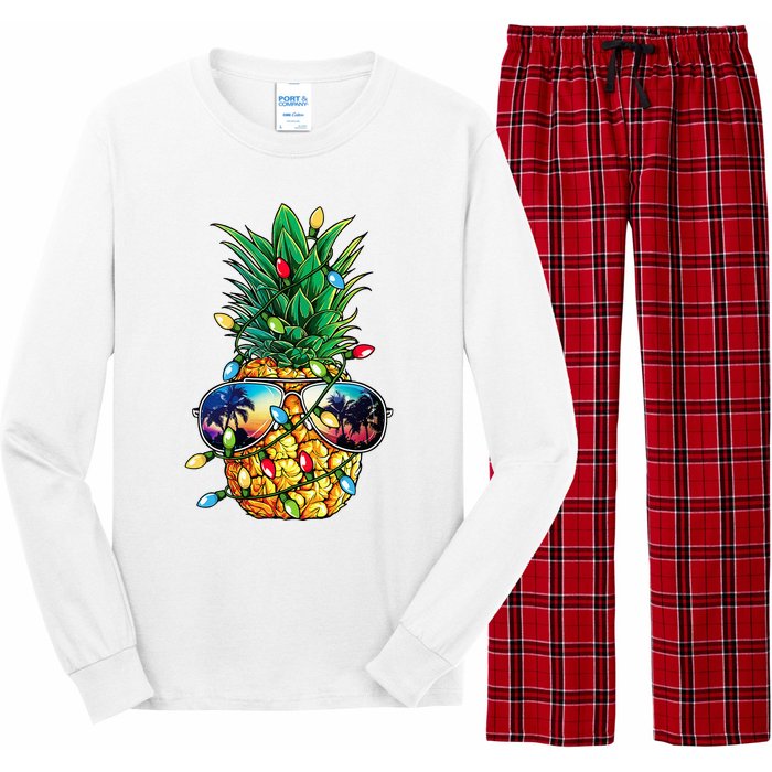 Pineapple Christmas Tree Lights Xmas Women Sunglasses Long Sleeve Pajama Set