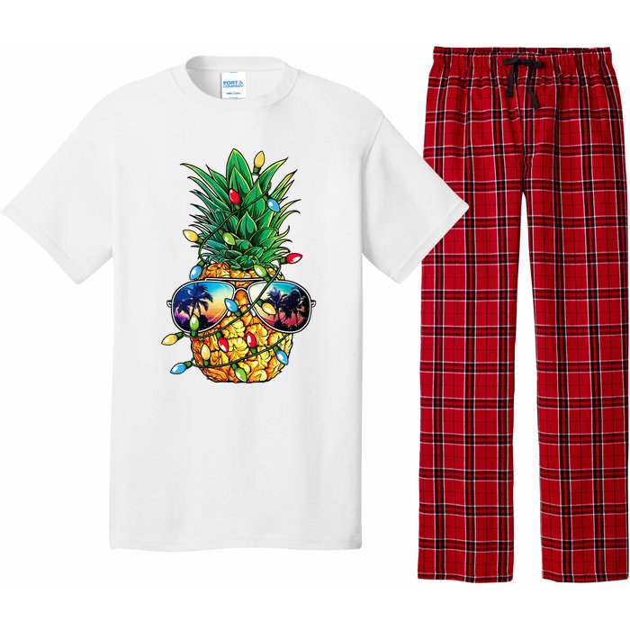 Pineapple Christmas Tree Lights Xmas Women Sunglasses Pajama Set