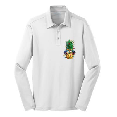 Pineapple Christmas Tree Lights Xmas Women Sunglasses Silk Touch Performance Long Sleeve Polo