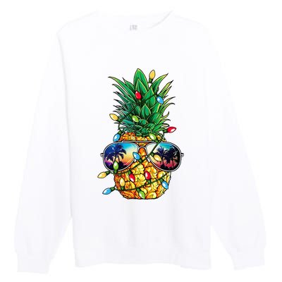 Pineapple Christmas Tree Lights Xmas Women Sunglasses Premium Crewneck Sweatshirt