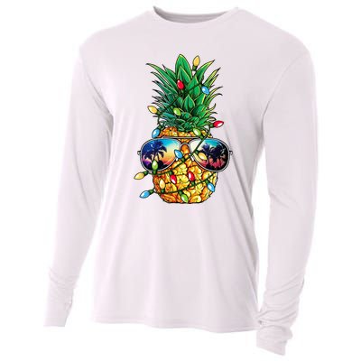 Pineapple Christmas Tree Lights Xmas Women Sunglasses Cooling Performance Long Sleeve Crew