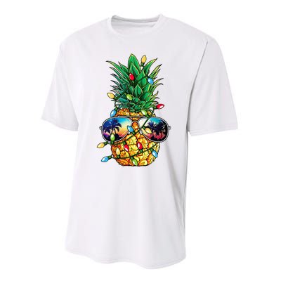 Pineapple Christmas Tree Lights Xmas Women Sunglasses Performance Sprint T-Shirt