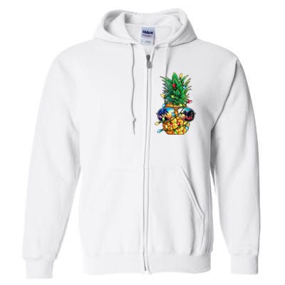 Pineapple Christmas Tree Lights Xmas Women Sunglasses Full Zip Hoodie