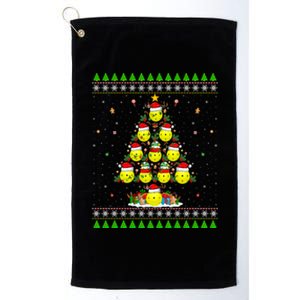 Pickleball Christmas Tree Ugly Sweater Santa Pickleball Xmas Gift Platinum Collection Golf Towel