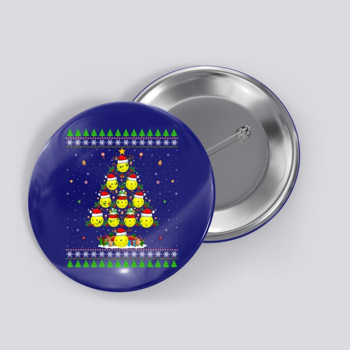 Pickleball Christmas Tree Ugly Sweater Santa Pickleball Xmas Gift Button