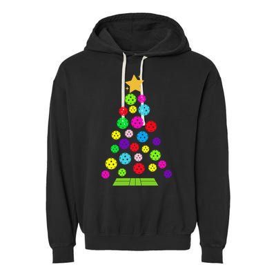 Pickleball Christmas Tree Santa Pickleball X Mas Lights Garment-Dyed Fleece Hoodie