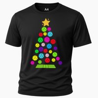Pickleball Christmas Tree Santa Pickleball X Mas Lights Cooling Performance Crew T-Shirt