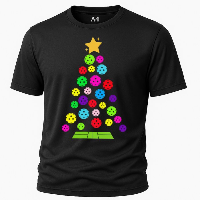 Pickleball Christmas Tree Santa Pickleball X Mas Lights Cooling Performance Crew T-Shirt