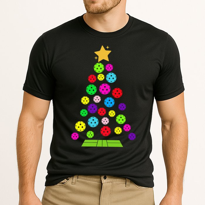 Pickleball Christmas Tree Santa Pickleball X Mas Lights Cooling Performance Crew T-Shirt