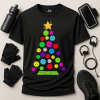 Pickleball Christmas Tree Santa Pickleball X Mas Lights Cooling Performance Crew T-Shirt