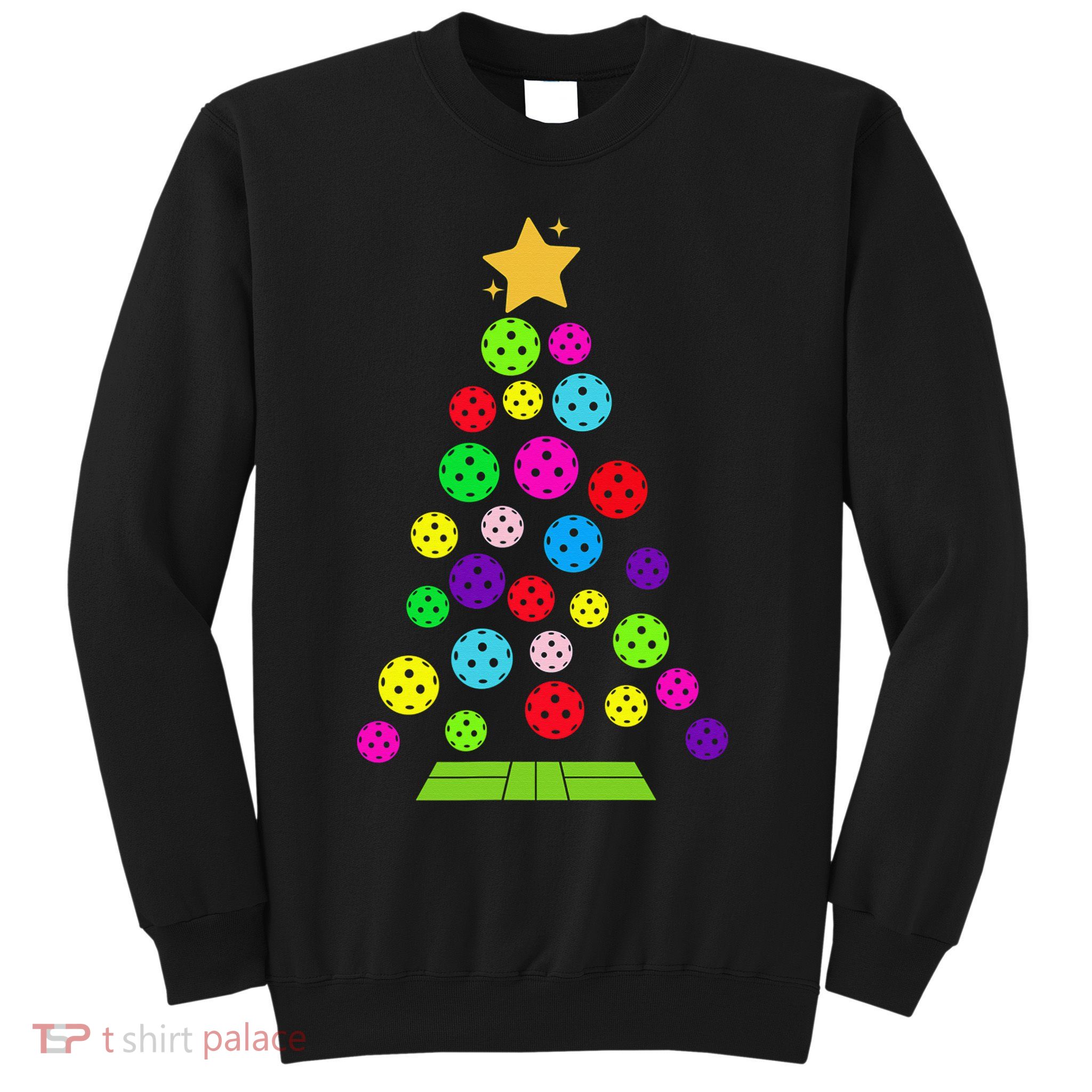 Pickleball Christmas Tree Santa Pickleball X Mas Lights Sweatshirt