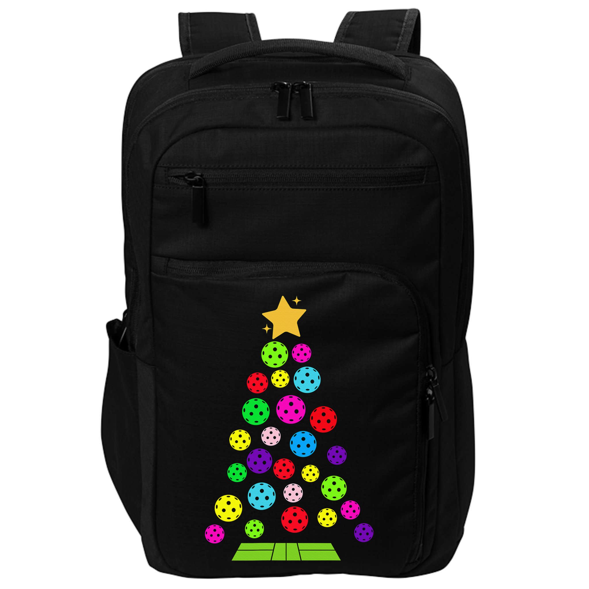 Pickleball Christmas Tree Santa Pickleball X Mas Lights Impact Tech Backpack