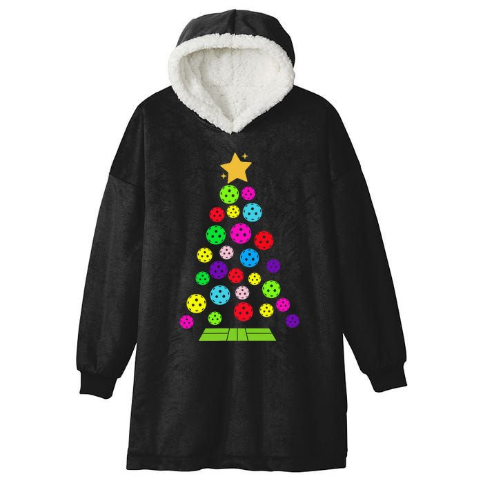 Pickleball Christmas Tree Santa Pickleball X Mas Lights Hooded Wearable Blanket