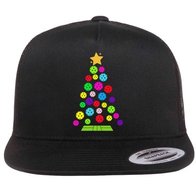 Pickleball Christmas Tree Santa Pickleball X Mas Lights Flatbill Hat