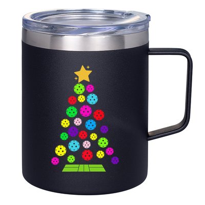 Pickleball Christmas Tree Santa Pickleball X Mas Lights 12oz Stainless Steel Coffee Mug