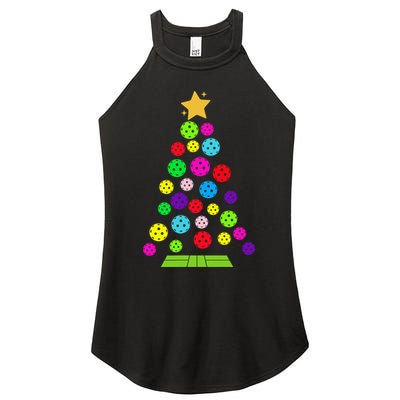 Pickleball Christmas Tree Santa Pickleball X Mas Lights Women's Perfect Tri Rocker Tank