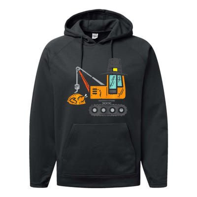 Pilgrim Crane Turkey Thanksgiving Truck Performance Fleece Hoodie