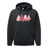 Pink Christmas Tree Holiday Performance Fleece Hoodie