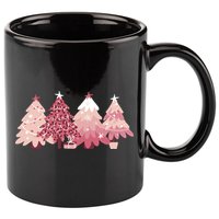 Pink Christmas Tree Holiday 11oz C Handle Ceramic Mug