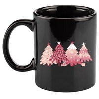 Pink Christmas Tree Holiday 11oz C Handle Ceramic Mug