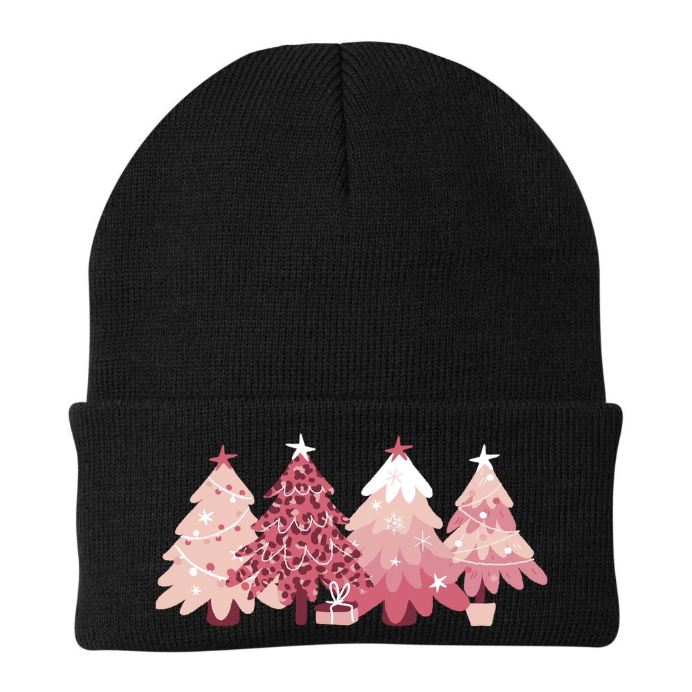 Pink Christmas Tree Holiday Beanie