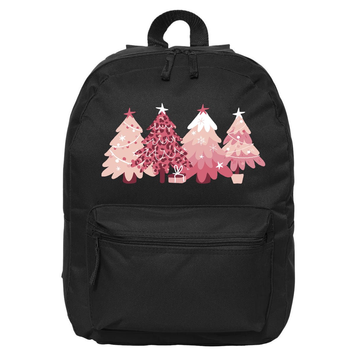 Pink Christmas Tree Holiday 16 in Basic Backpack