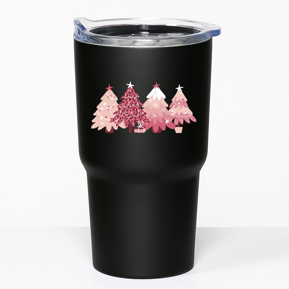 Pink Christmas Tree Holiday Tumbler