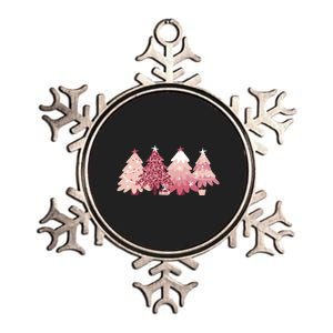 Pink Christmas Tree Holiday Metallic Star Ornament