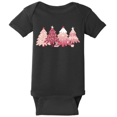 Pink Christmas Tree Holiday Baby Bodysuit