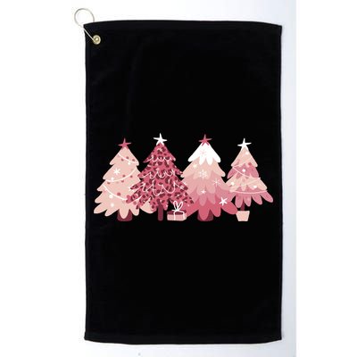 Pink Christmas Tree Holiday Golf Towel