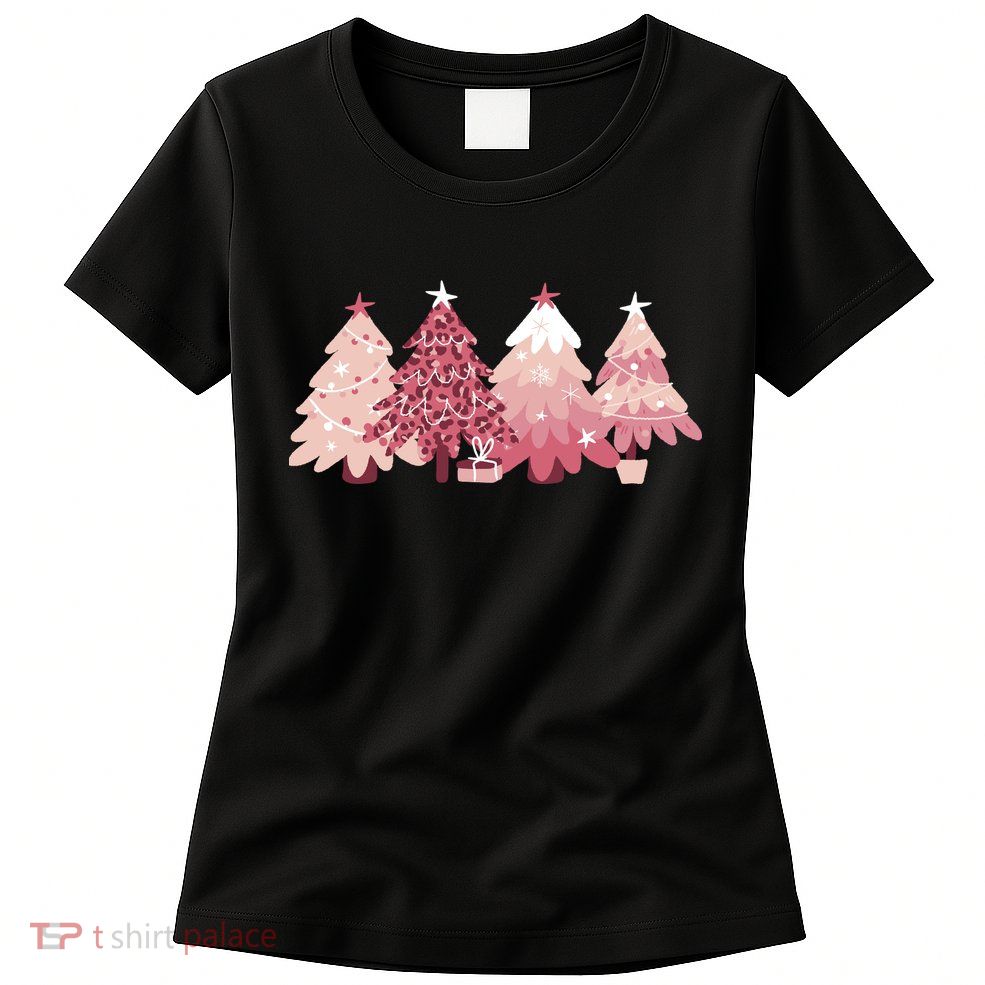 Pink Christmas Tree Holiday Women's T-Shirt