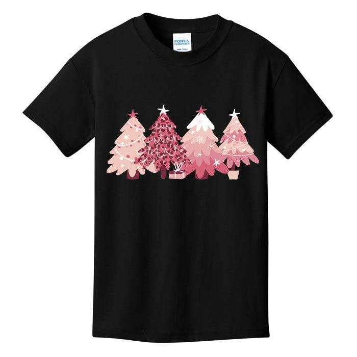 Pink Christmas Tree Holiday Kids T-Shirt