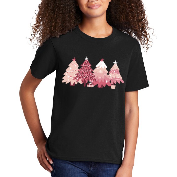 Pink Christmas Tree Holiday Kids T-Shirt