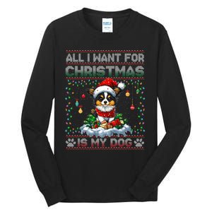 Papillon Christmas Tree Lights Decorations Dog Lover Xmas Long Sleeve Tall Long Sleeve T-Shirt