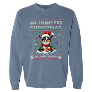 Papillon Christmas Tree Lights Decorations Dog Lover Xmas Long Sleeve Garment-Dyed Sweatshirt