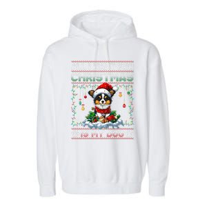 Papillon Christmas Tree Lights Decorations Dog Lover Xmas Long Sleeve Garment-Dyed Fleece Hoodie