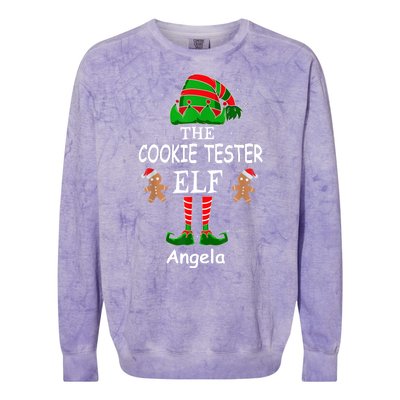 Personalized Cookie Tester Elf Family Matching Charismas Custom Name Colorblast Crewneck Sweatshirt