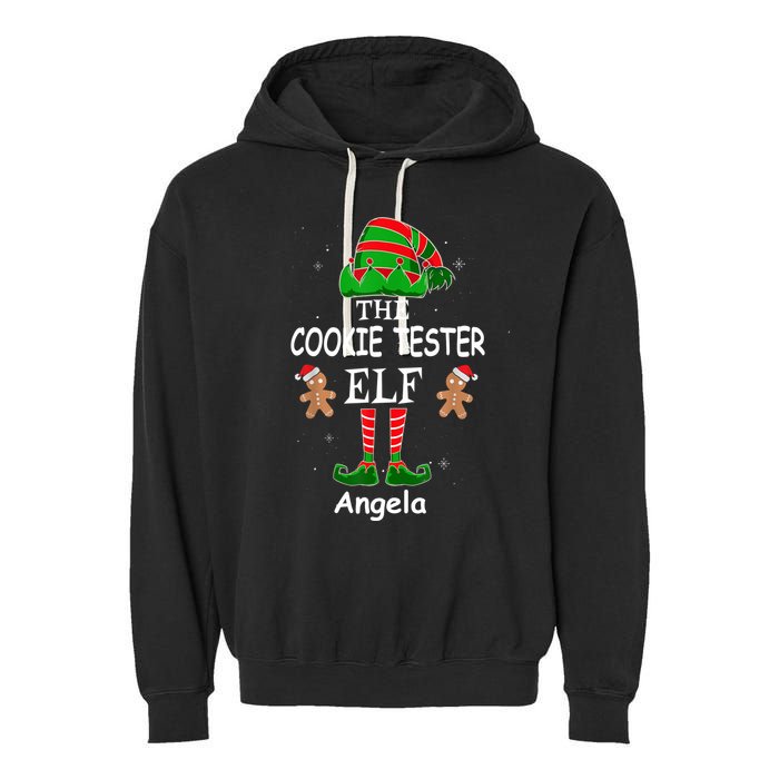 Personalized Cookie Tester Elf Family Matching Charismas Custom Name Garment-Dyed Fleece Hoodie