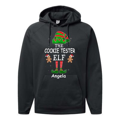 Personalized Cookie Tester Elf Family Matching Charismas Custom Name Performance Fleece Hoodie