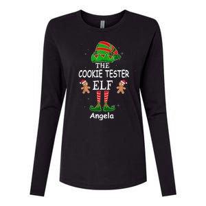 Personalized Cookie Tester Elf Family Matching Charismas Custom Name Womens Cotton Relaxed Long Sleeve T-Shirt