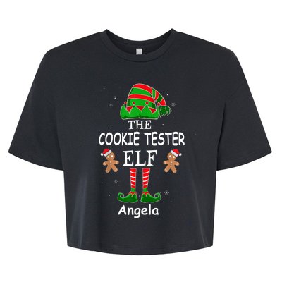 Personalized Cookie Tester Elf Family Matching Charismas Custom Name Bella+Canvas Jersey Crop Tee