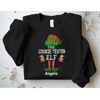 Personalized Cookie Tester Elf Family Matching Charismas Custom Name Sweatshirt