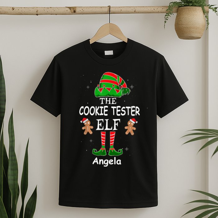 Personalized Cookie Tester Elf Family Matching Charismas Custom Name T-Shirt