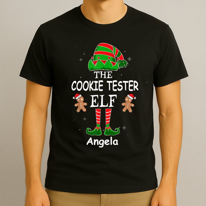 Personalized Cookie Tester Elf Family Matching Charismas Custom Name T-Shirt