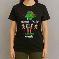 Personalized Cookie Tester Elf Family Matching Charismas Custom Name T-Shirt