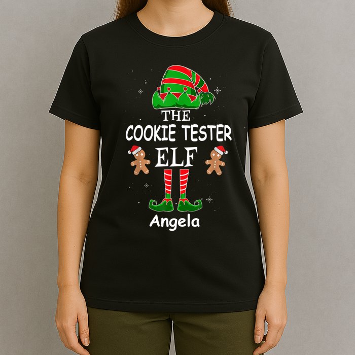 Personalized Cookie Tester Elf Family Matching Charismas Custom Name T-Shirt