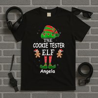 Personalized Cookie Tester Elf Family Matching Charismas Custom Name T-Shirt