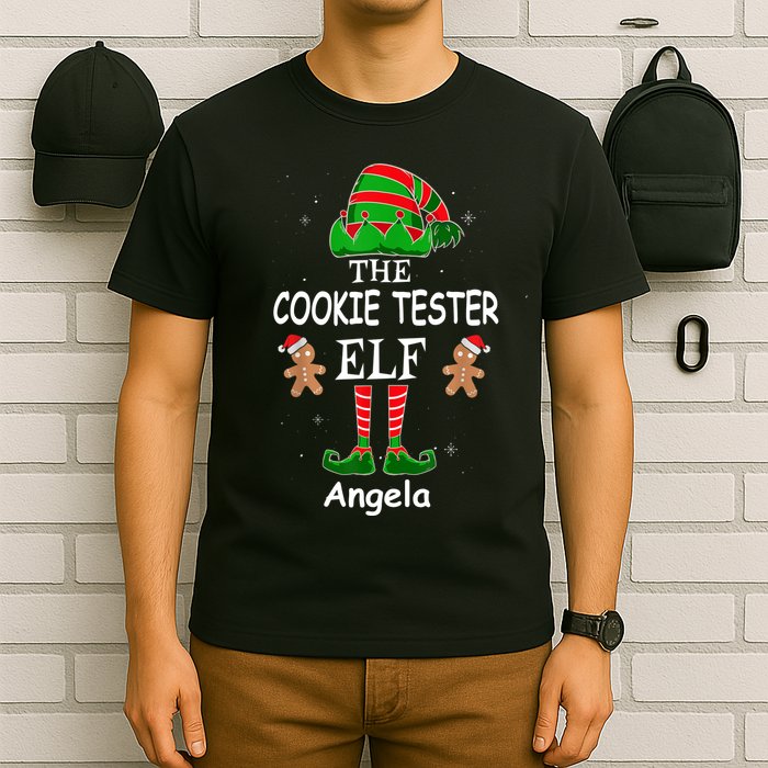 Personalized Cookie Tester Elf Family Matching Charismas Custom Name T-Shirt